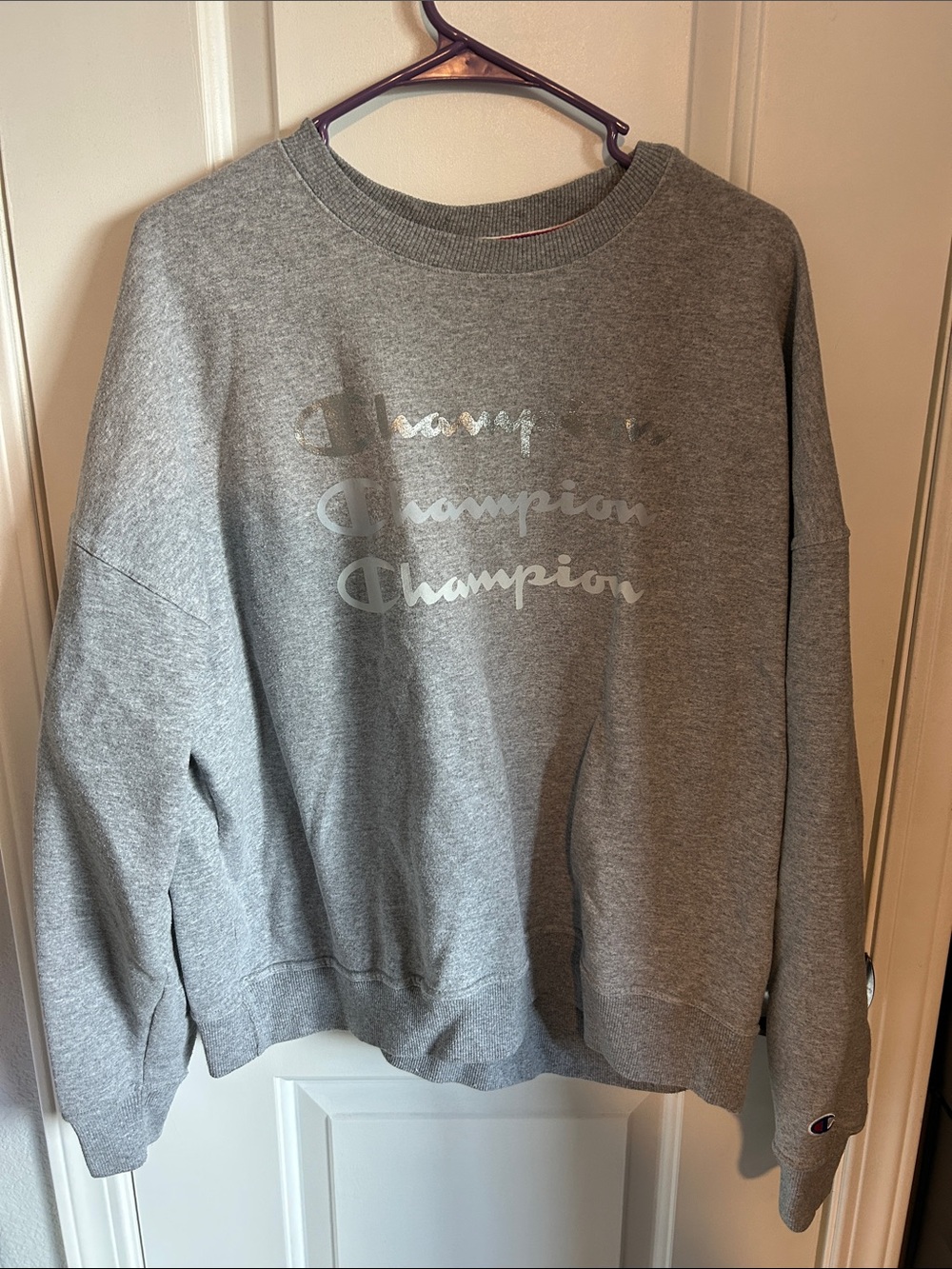 Champion Gray Pullover Crewneck with Subtle Logo Shine